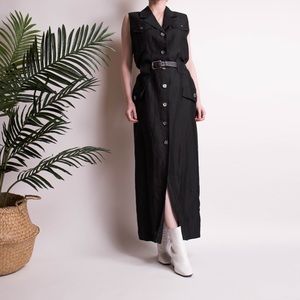 Vintage Express 90s black cargo market vest dress